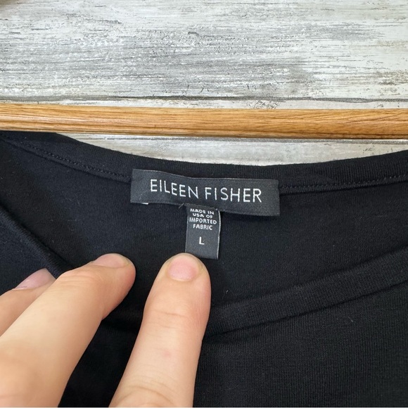 Eileen Fisher Women’s Black Short Sleeve Shirt Blouse size Large - Picture 6 of 7
